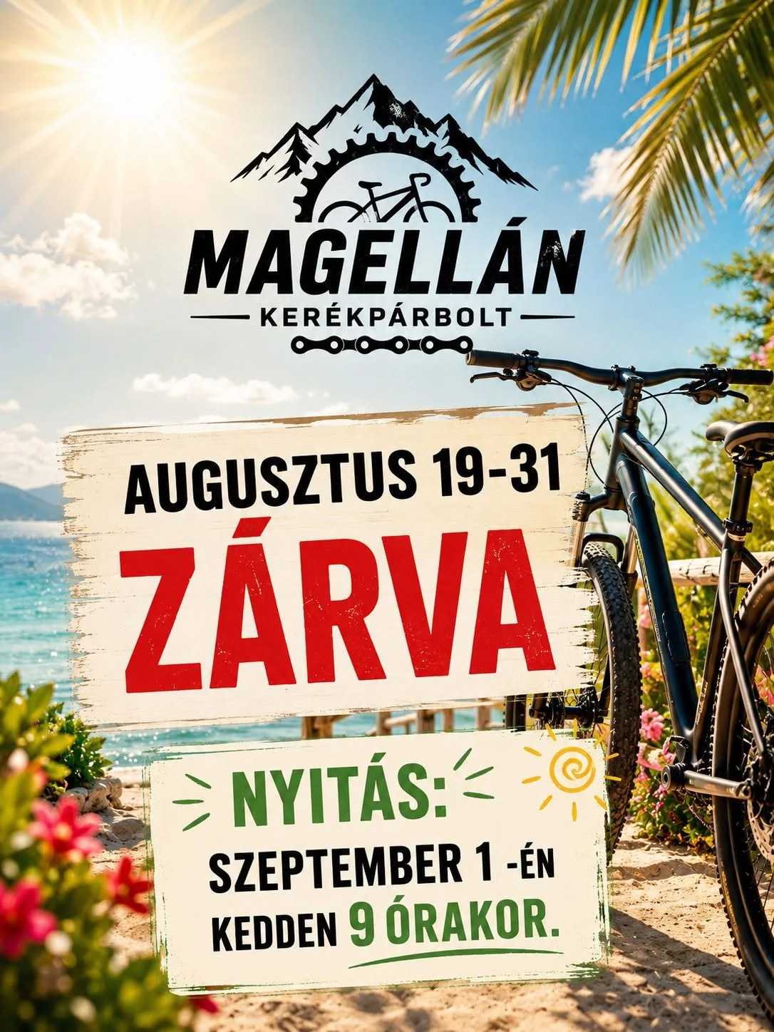 Augusztus 19-31.-ig ZÁRVA! Nyitás (KEDD) Szeptember 1. 9:00 óra